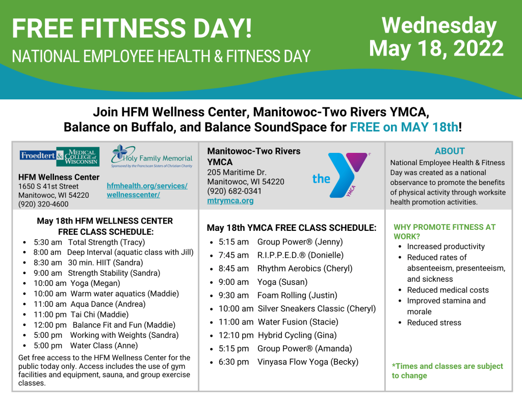 Manitowoc County Free Fitness Day - Free Classes
